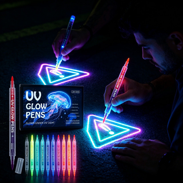 UV-Doppelspitzen-Leuchtmarker in Multicolour für Schwarzlicht-reaktive Körperkunst und DIY-Handwerk, abwaschbare fluoreszierende Textmarker - Bild 1