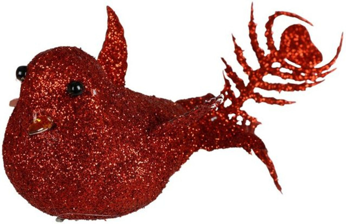 Buri Weihnachtsbaumschmuck Vogel aus Schaumstoff und Metall mit Klemme, 4er-Set, Rot - Bild 1