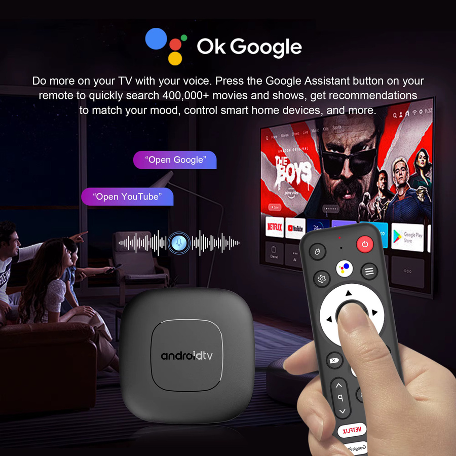 MORTAL Smart Home Theater TV Box T1 Android 16 Media Player mit Google Assistant, Netflix Streaming, 8GB RAM, 128GB Speicher, Bluetooth 5.4 und 2,4 GHz WLAN, Schwarz - Bild 2