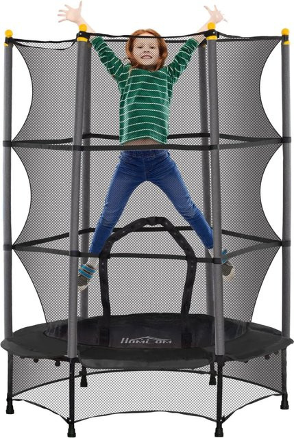 HOMCOM Kinder Trampolin Schwarz B: 140 cm, T: 140 cm, H: 190 cm - Bild 1