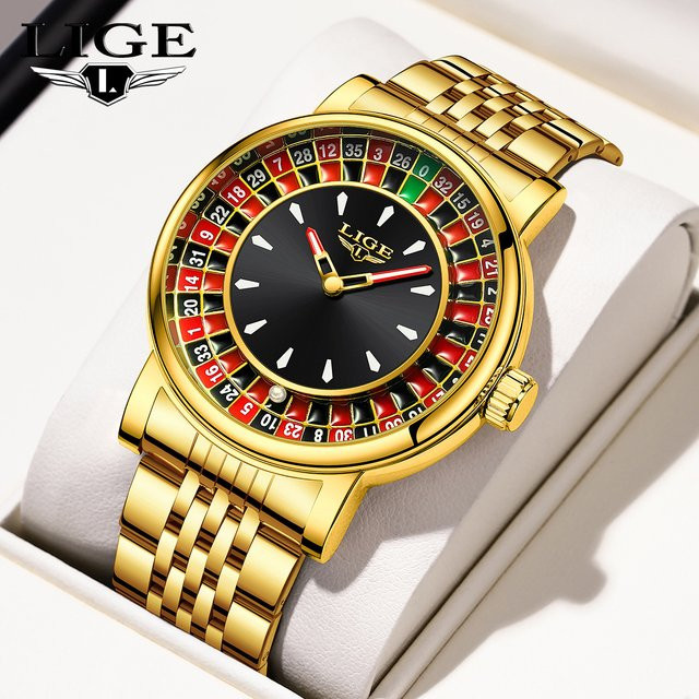 LIGE Armbanduhr Quarz, Gold, Edelstahl, Diamant, Herren - Bild 1