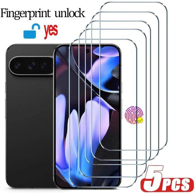 5 Stück CHANHOWGP Premium Gehärtetes Glas Displayschutz Transparent für Google Pixel 10 Pro XL, Pixel 9 Pro XL, Pixel 8, Pixel 7, Pixel 6 mit Fingerabdruck-Entsperrung kompatibel - Bild 1