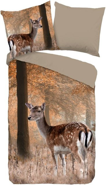 Good Morning Bettwäsche Gavin braun aus Baumwolle mit Bettbezug und Kissenbezug, B/L: 135 x 200 cm und 80 x 80 cm - Bild 1