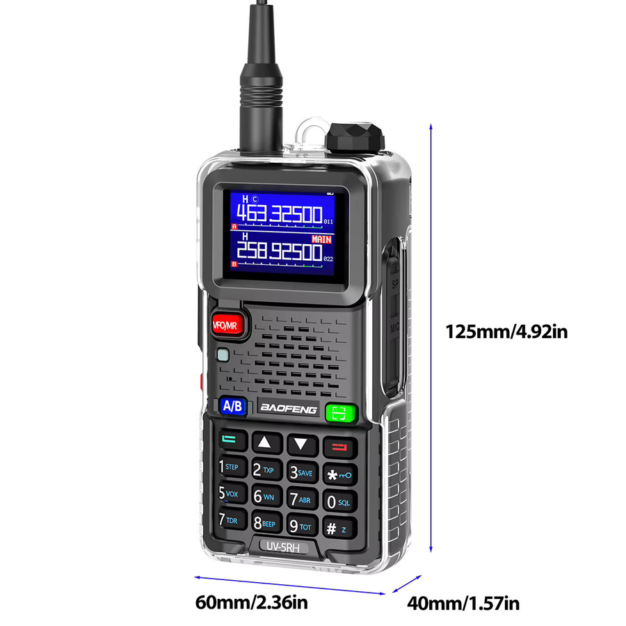ABBREE Transparente TPU-Schutzhülle für Baofeng UV-5RH AR-5RM 5RH Pro GPS Walkie-Talkies mit Fallschutz und Staubschutz - Bild 2