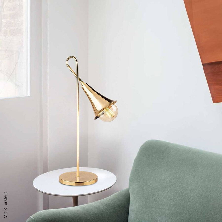 Opviq Tischleuchte in Gold aus Metall mit E27 Fassung, B/H/T: 30 x 57 x 18 cm - Bild 2