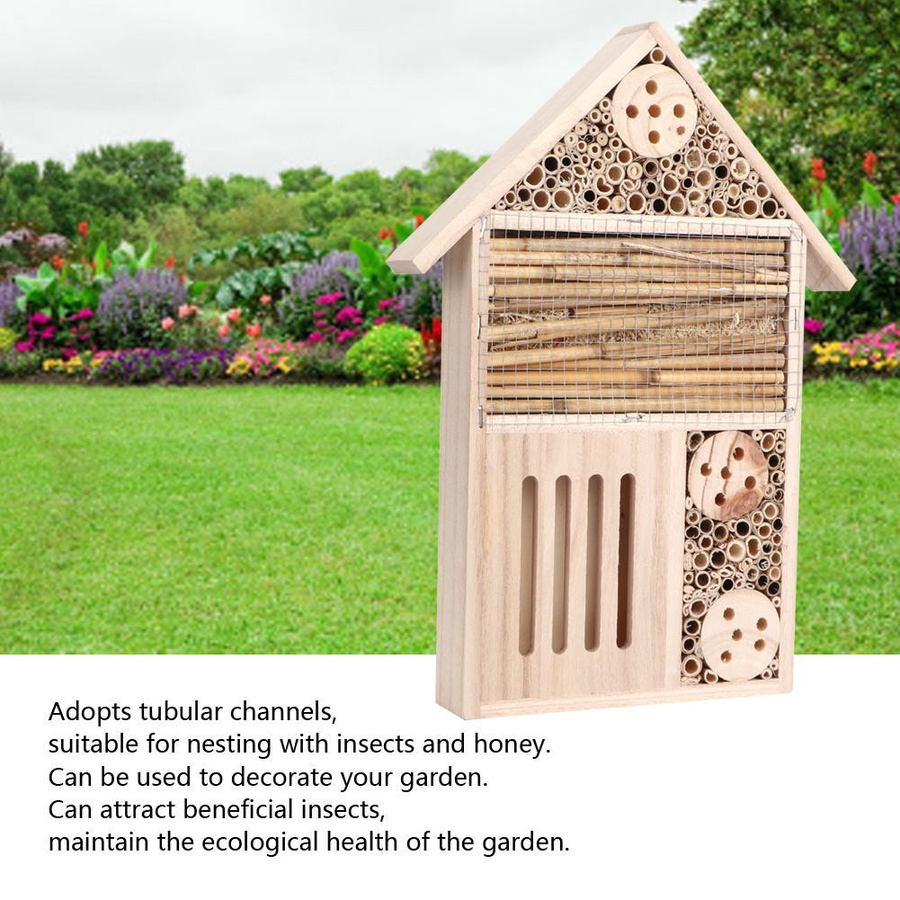 TOMTOP JMS Insektenhaus aus Kerzennussholz in Braun als Nistkasten und Unterschlupf für Bienen im Garten - Bild 2