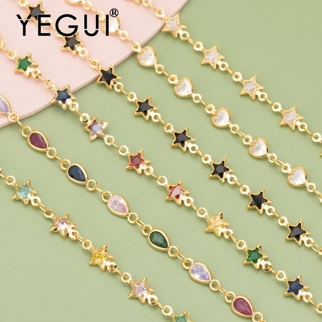YEGUI Armband Halskette, 18k Gold überzogen, Kupfer, Zirkon, 50 cm - Bild 1