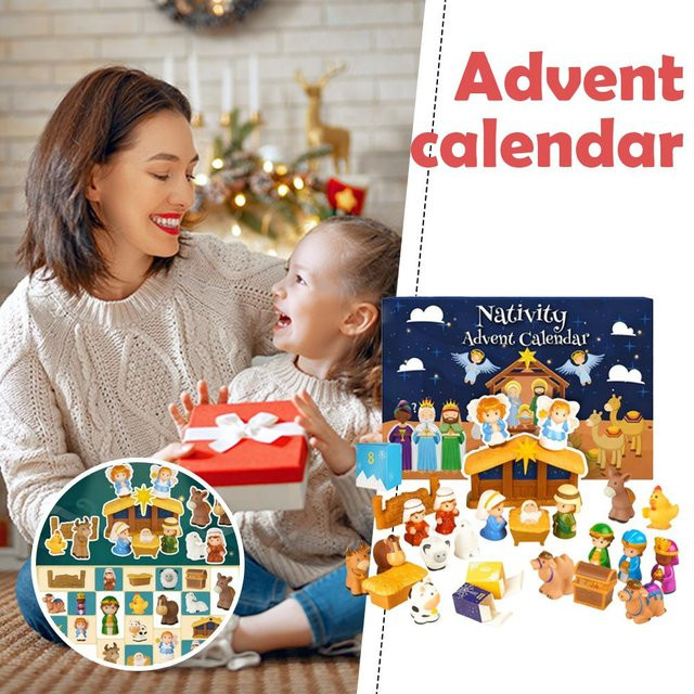 Dekorativer Adventskalender für Weihnachten 2025 in Blau und Multicolour für Kinder, Jungen, Mädchen und Erwachsene - Bild 1