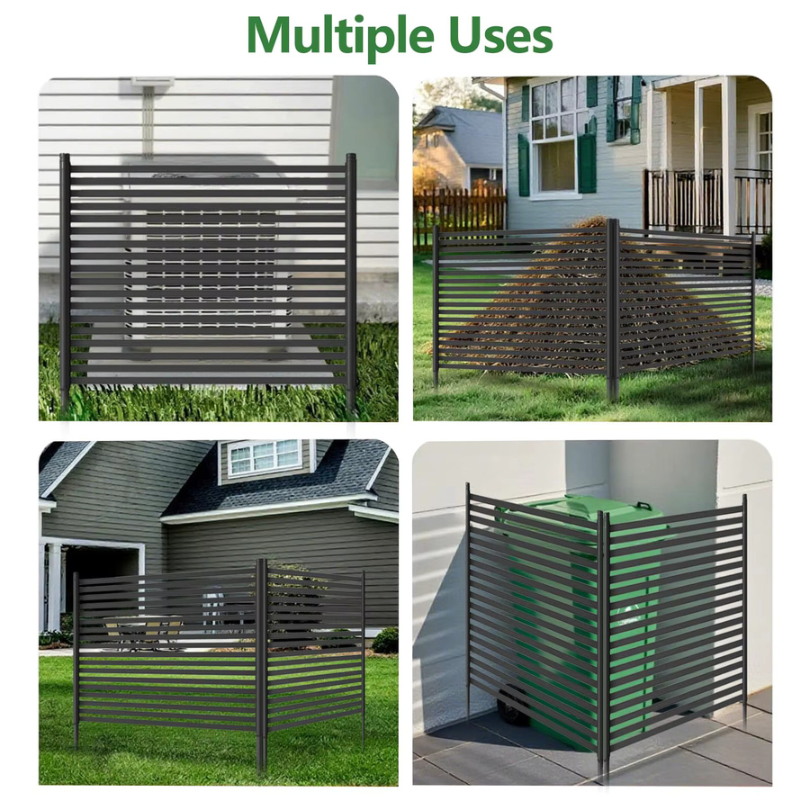 HiMISS No-Dig Outdoor Sichtschutz-Zaun-Set, 3-teiliger freistehender Metallzaun aus rostfreiem Edelstahl, Farbe: Braun, Höhe: 270 cm - Bild 4