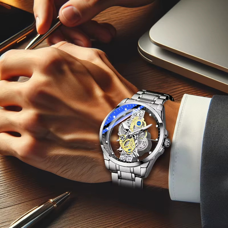 CAROTIF Armbanduhr Quarz, Edelstahl, Silber, Schwarz, Herren - Bild 6