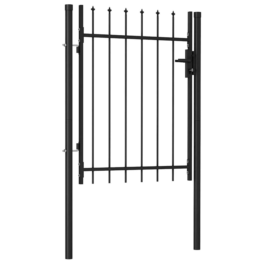 vidaXL Zauntor Einzelflügel aus Stahl mit Speerspitzen in Schwarz, Breite: 100 cm, Höhe: 120 cm - Bild 2