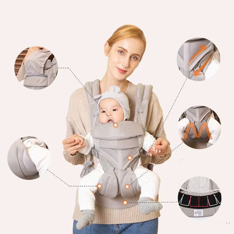 Egobaby 360 Omni Babytrage aus Baumwolle in Grau mit ergonomischem Tragesystem - Bild 2