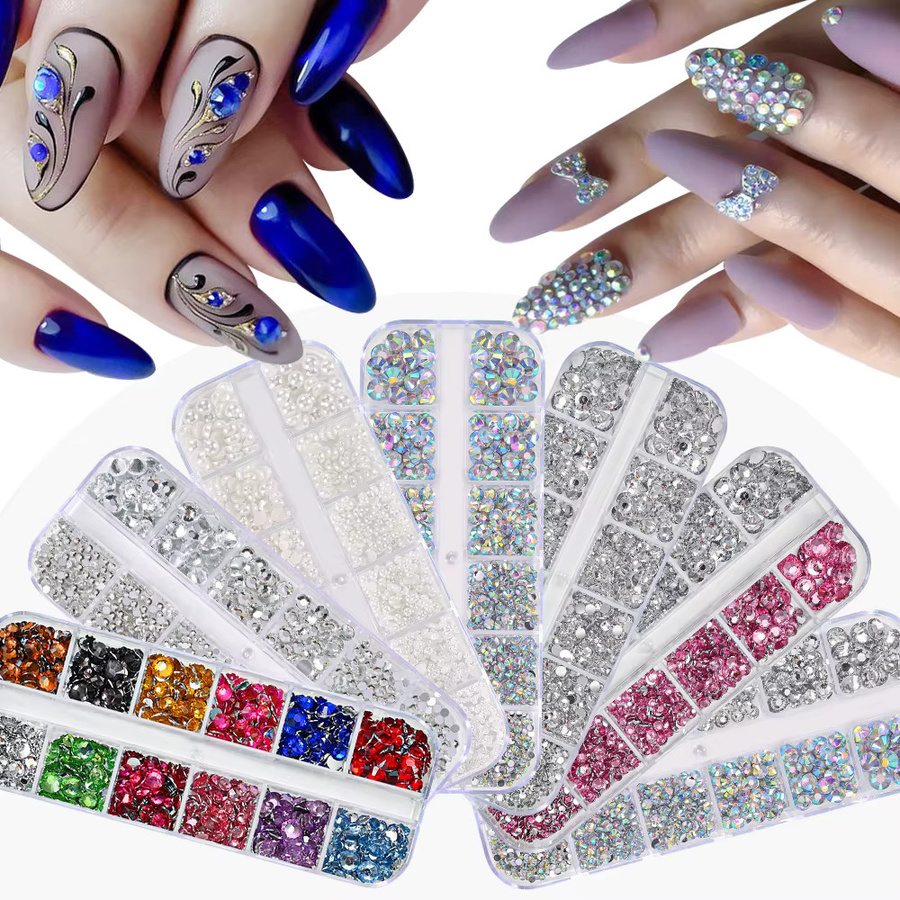 HotPress Nail Art Charms, Strasssteine AB/klar, gemischt, mit Pinzette und Crayon - Bild 2