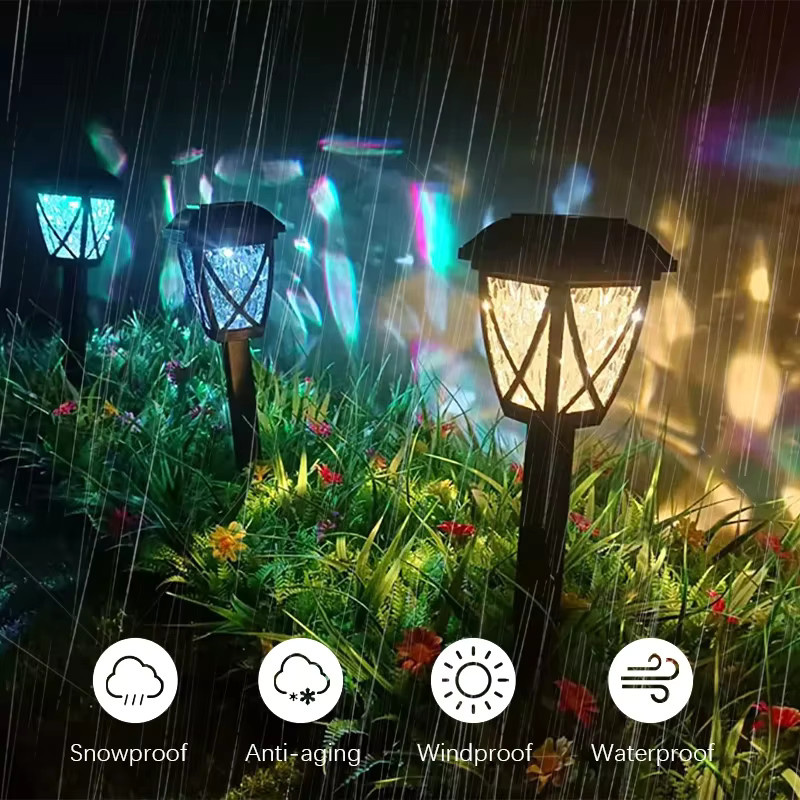 CHOUDAO TECH Solar-LED-Laternen im 2er-Set, Schwarz, Warmweißes Licht mit Dämmerungssensor für Garten und Terrasse - Bild 4
