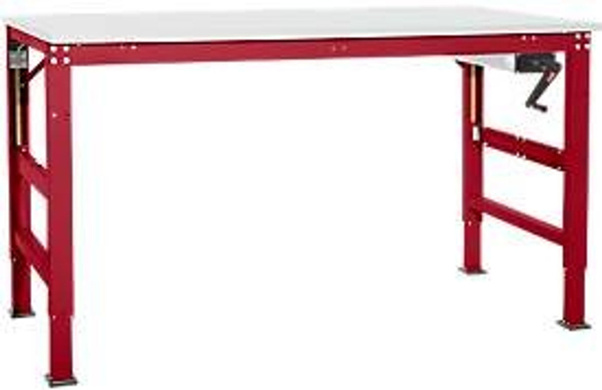 Manuflex Arbeitstisch Ergo K mit Kurbel in Rubinrot, Tischplatte aus Kunststoff, B: 125 cm, T: 80 cm, H: 45 cm bis 125 cm - Bild 2