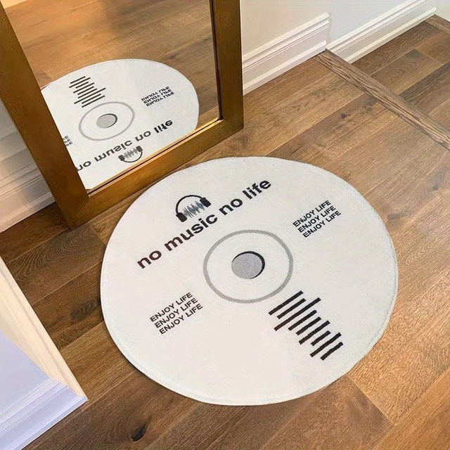 VIKAMA CD-Teppich, rund, weiß, modernes abstraktes Design für Wohnzimmer und Schlafzimmer, Durchmesser: 80 cm - Bild 1