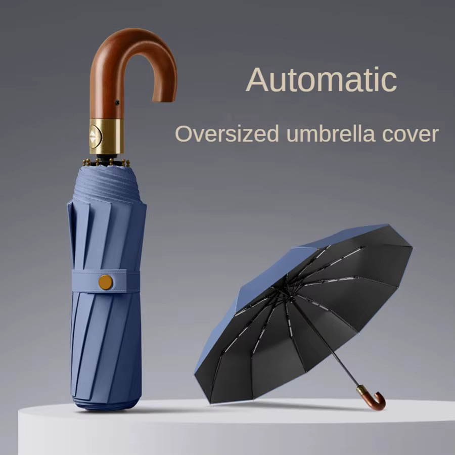 Mustarpicking Regenschirm mit UV-Schutz UPF50+ und automatischem Griff in Grün - Bild 5