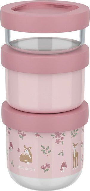 Mepal Mio x Little Dutch Snackbox 3-teilig Fairy Garden, Pink/Multicolour, stapelbar und auslaufsicher - Bild 1