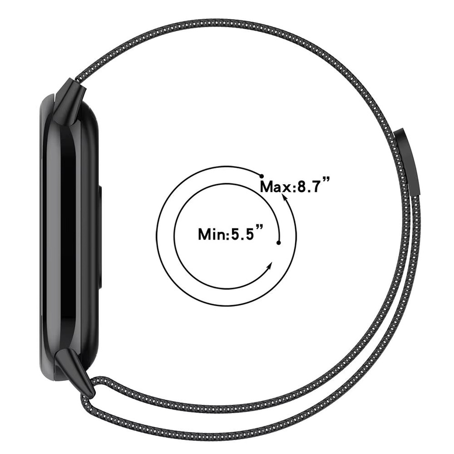 Uhrenarmband Xiaomi Mi Band 8 9, Milanaise, Edelstahl, Schwarz, Unisex - Bild 5
