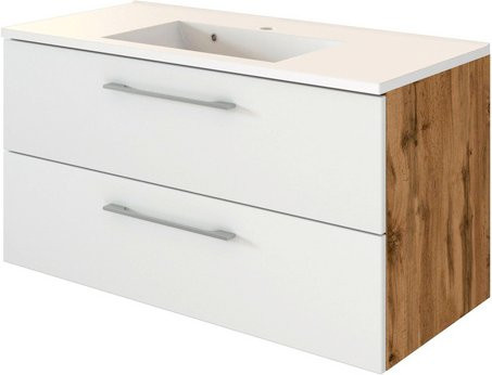 HELD MÖBEL Waschtisch Livorno in Weiss, Wandmontiert, B/H/T: 100 x 54 x 47 cm - Bild 1