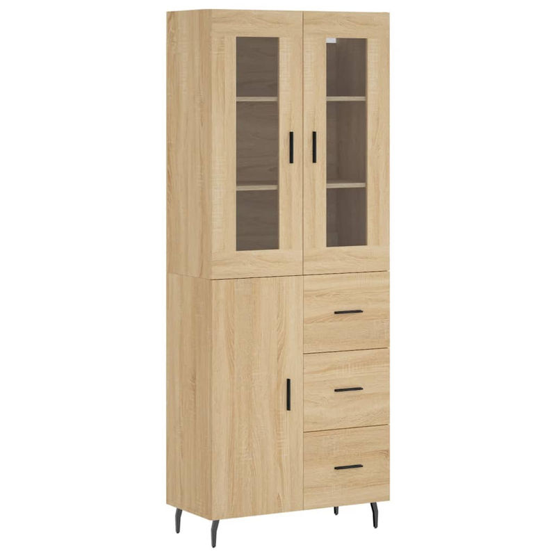 Vidaxl Vitrinenschrank Modern in Sonoma-Eiche aus Holzwerkstoff und Metall, B: 34 cm, T: 69,5 cm, H: 180 cm - Bild 2
