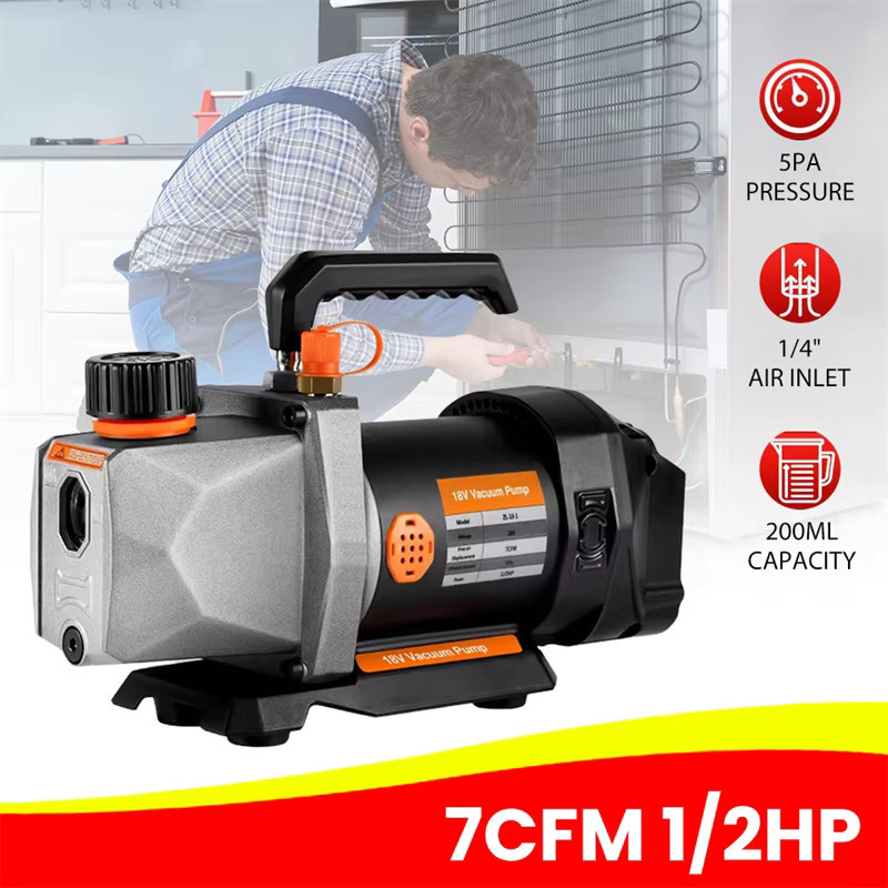 Makita Akku-Vakuumpumpe 5PA 1/2HP mit 1/4 Luftanschluss für Kühlschrank und Klimaanlage, Grau, kompatibel mit Makita 21V/18V Akkus - Bild 2