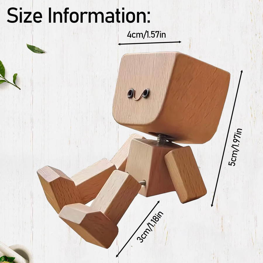 BoFaCarry Handgefertigte Auto-Schüttel-Mann-Figur aus Holz in Braun mit 12 magnetischen Gesichtsausdrücken - Bild 6