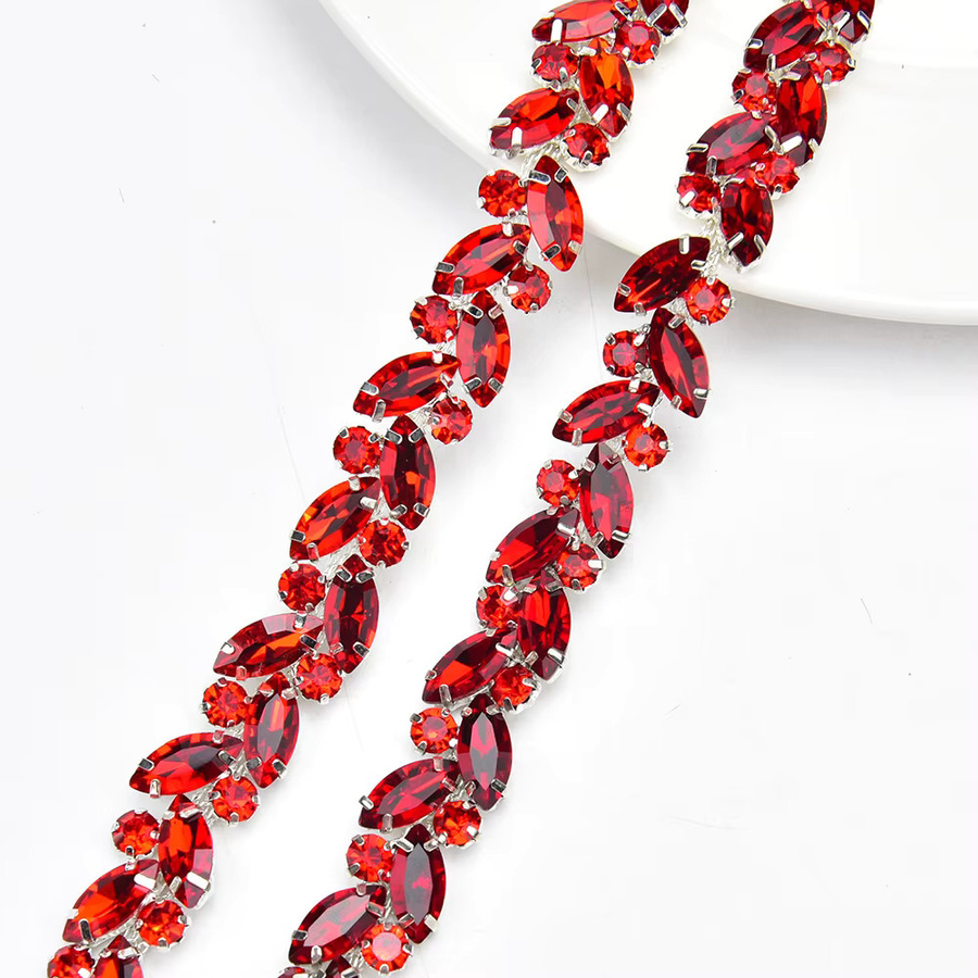 XINMILLIE Kette, Kristall Blatt-Verzierung, Diamant Glas, Strass - Bild 1