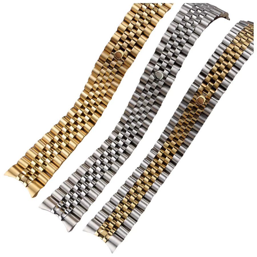 Uhrenarmband Jubilee Edelstahl, Silber Gold, 13 17 20 21mm, Unisex - Bild 3