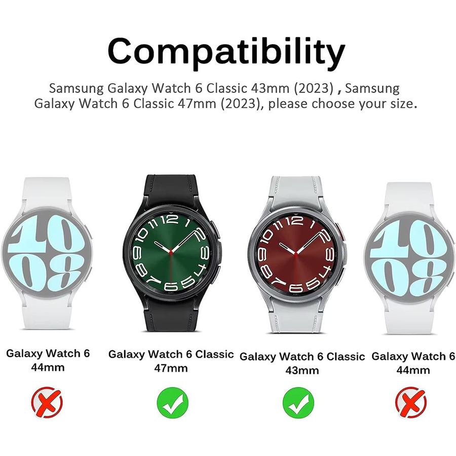 Samsung Uhrenzubehör, TPU-Gehäuse Glas für Galaxy Watch 6 Classic 43/47mm, transparent, Unisex - Bild 2