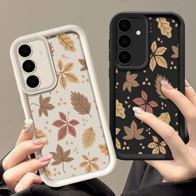 Maple Leaf Silikon Handyhülle mit Ahornblatt-Design für Samsung Galaxy S25 S24 S23 S22 Ultra Plus FE und A-Serie in Braun - Bild 1