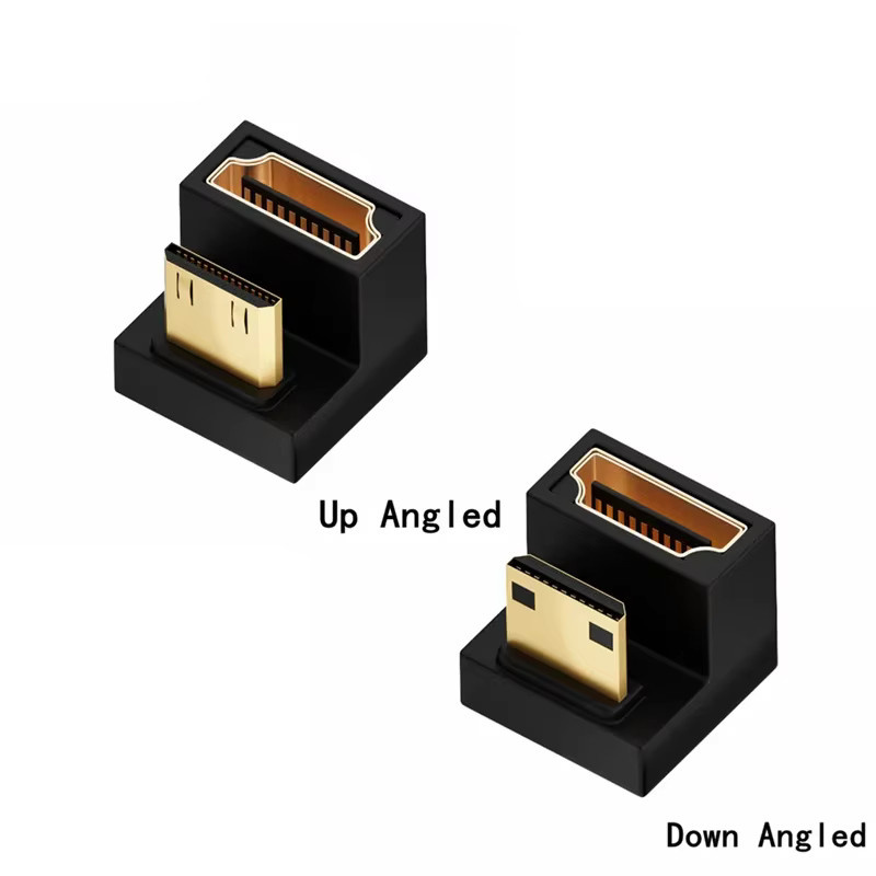 BSN Mini HDMI auf HDMI Adapter 2.1 U-förmig 360 Grad abgewinkelt, 8K 60Hz 5K 4K 3D UHD Konverter in Schwarz - Bild 2