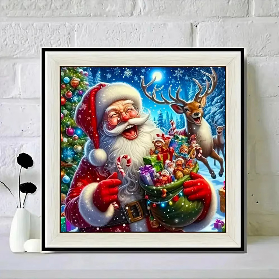 YUTTEE 5D DIY Diamantmalerei Weihnachtsmann Mosaik-Kunstset mit runden Steinen in Multicolour, Tischdekoration - Bild 2