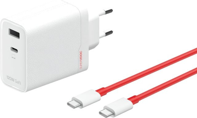 OnePlus SuperVOOC Netzladegerät 120W mit USB-C Kabel, 1 x USB-A und 1 x USB-C, Weiß - Bild 1