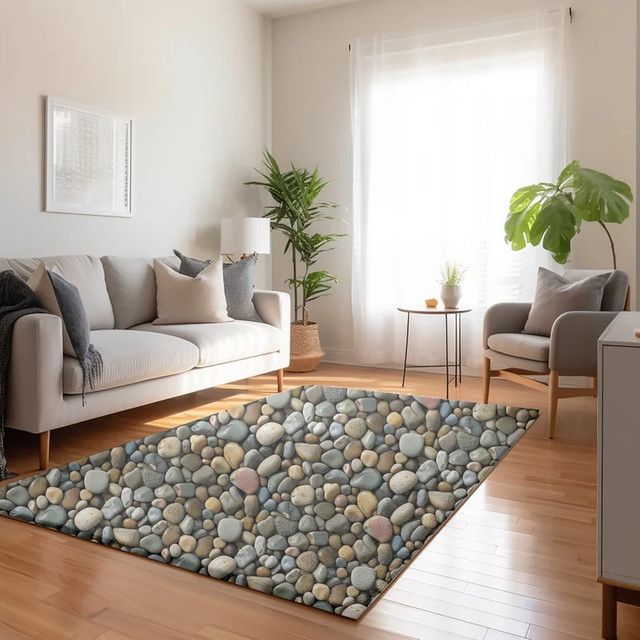 River Rock Area Teppich in Grau mit modernem Natur-Dekor - Bild 1