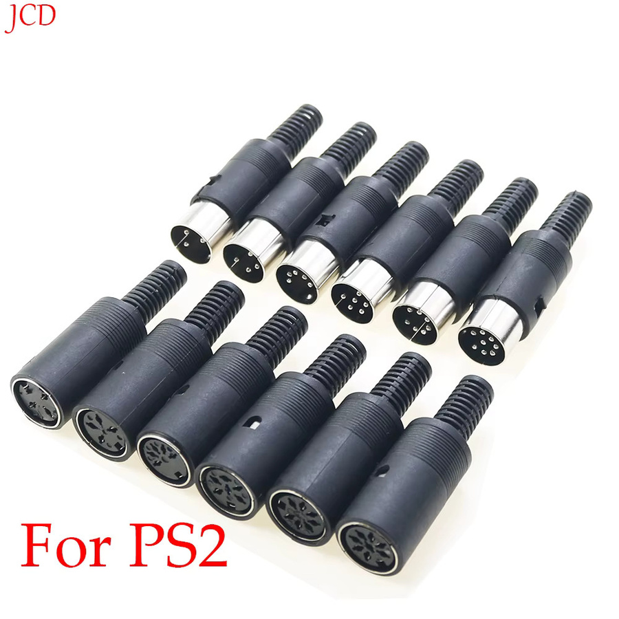 JCD DIN Stecker und Buchse Set mit Kunststoffgriff für Tastatur und PS2 Kabel in Schwarz - Bild 2
