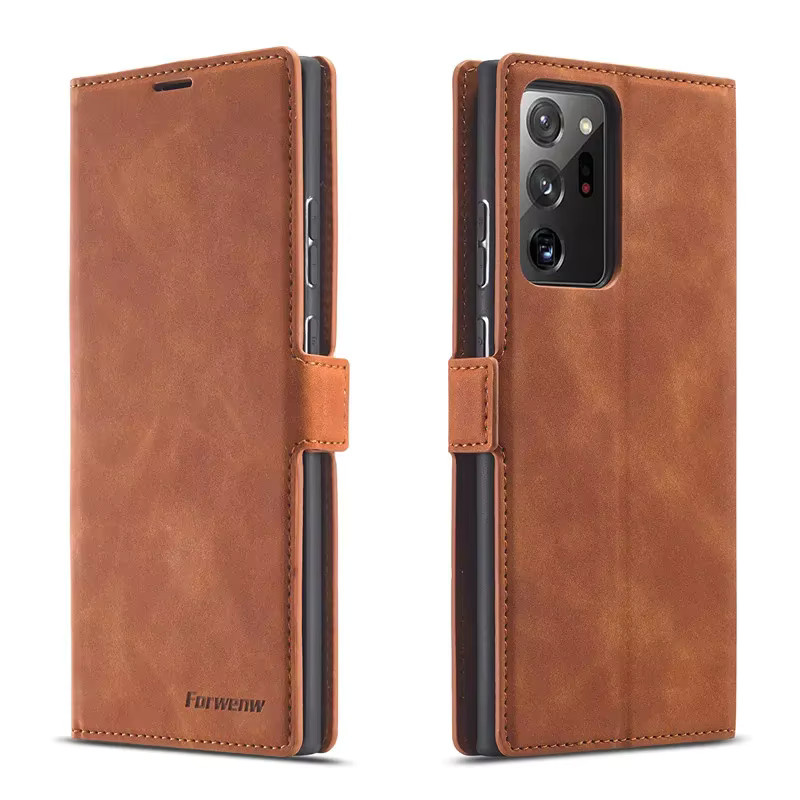 Luxus Leder-Brieftasche Handyhülle mit Magnetischem Kartenhalter für Samsung Galaxy S25 S24 Note 20 Ultra Note 10 Note 9 in Schwarz und Braun - Bild 2