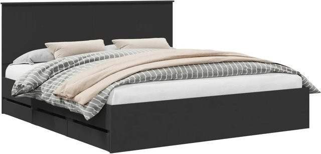 vidaXL Bettrahmen mit Schubladen in Schwarz aus Holzwerkstoff, B/T/H: 180 x 200 x 183 cm - Bild 1