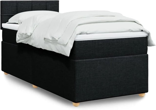 vidaXL Hybrid-Boxspringbett mit Matratze Schwarz B/T/H: 90 x 190 x 100,5 cm mit USB-Anschluss und Unterbettbeleuchtung - Bild 1