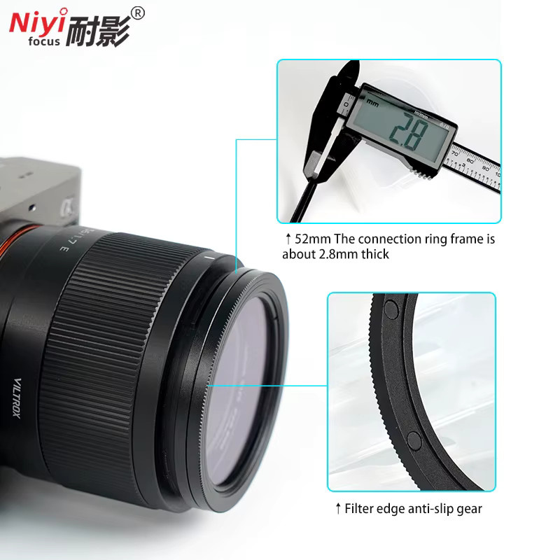 NiYi Magnetischer Filter-Schnellverschluss-Frontfilter Set in Schwarz für UV, ND8, ND64, CPL, Starlight Streak und Black Mist in den Größen 52 mm, 58 mm, 67 mm und 77 mm - Bild 3