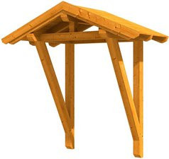 Skan Holz Haustür-Vordach Siegen 2 aus nordischer Fichte in Eiche hell braun, Breite: 247 cm, Tiefe: 116 cm - Bild 1