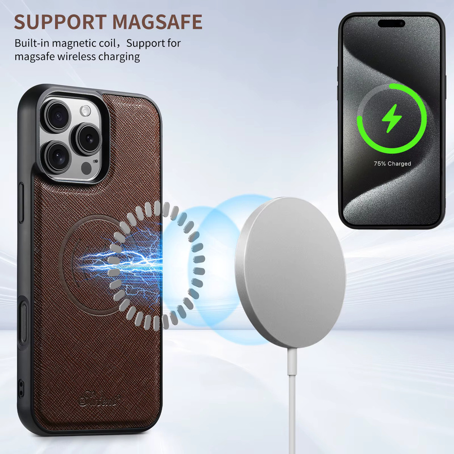 SUTENI Handyhülle aus luxuriösem PU-Leder mit Magnetfunktion für kabelloses Laden in Blau für iPhone 17 Pro Max 16 Plus 15 14 13 12 - Bild 2