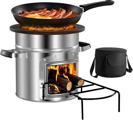 VEVOR Camping Rocket Stove aus Edelstahl mit Tragetasche für Outdoor-Kochaktivitäten und Backpacking - Bild 1