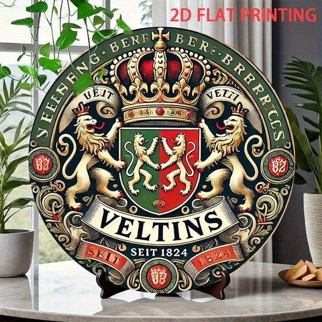 Vintage Veltins Crest Blechschild Wanddekoration aus Metall in Multicolor - Bild 1