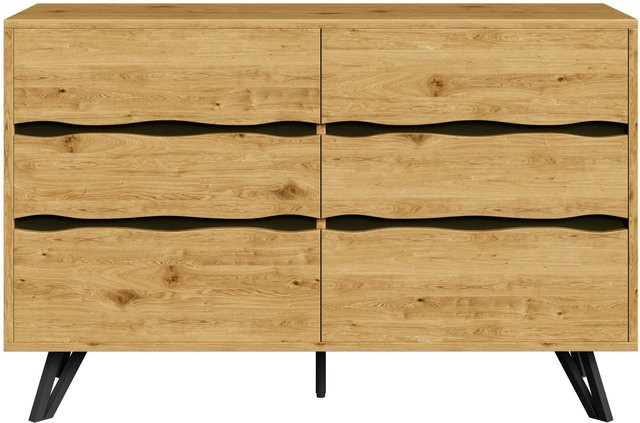 Modernes Sideboard von GL Store mit 6 Schubladen und Metallfüßen in Braun, B/T/H: 120 x 40 x 75,5 cm - Bild 1