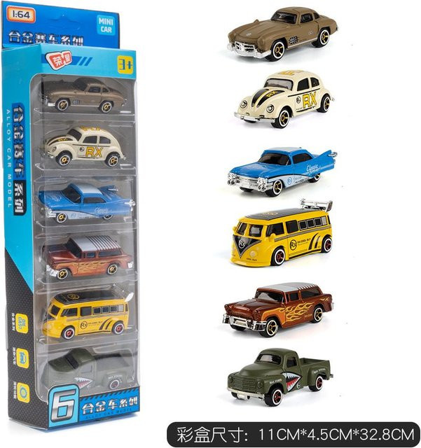 Linyi toy car Retro Rennwagen, 6-teiliges Set, 1:64, Metall, ab 14 Jahren - Bild 1