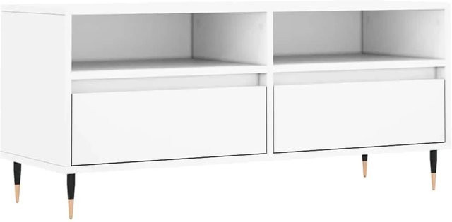 vidaXL TV-Schrank in Weiß aus Holzwerkstoff und Eisen mit Medienfächern, B/T/H: 100 x 34,5 x 44,5 cm - Bild 1