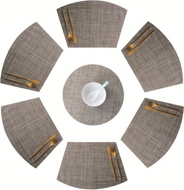 VIKAMA 7-teiliges Premium-Tischset aus Leinen in minimalistischem Design - Bild 1