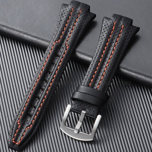 Uhrenarmband Leder, Schwarz, 15 x 27 mm, Metallschnalle - Bild 1