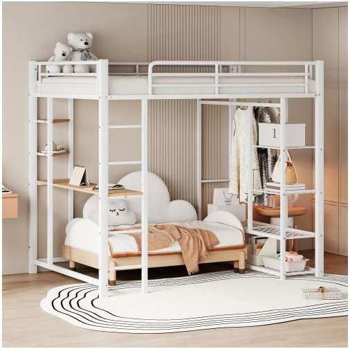 MUVOE Metall-Etagenbett für Kinder mit Schreibtisch in zeitgenössischem Design, Breite: 140 cm, Tiefe: 200 cm - Bild 1
